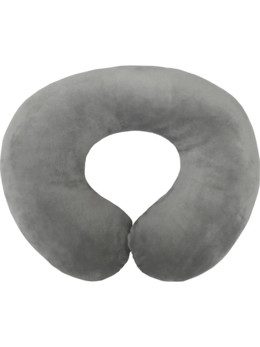 Серый подушка дорожная MATEX "BAGEL",  для поддержки головы и шеи, мех, 37 х 35 х 9 см