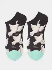 Коричневый носки короткие с рисунком еда, космос, авокадо, акула, зебра