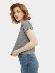 Укороченная футболка, в мелкую полоску, женская