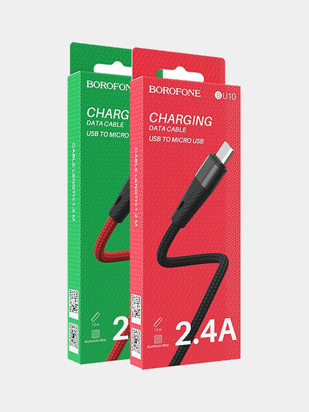 Красный usb кабель Borofone BU10 Micro-USB ткань 3A 1.2m