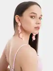 Серьги длинные rose petal, вечерние серьги с лепестками