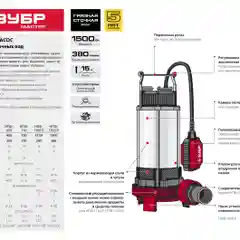 Насос фекальный ЗУБР НПФ-450, 450 Вт