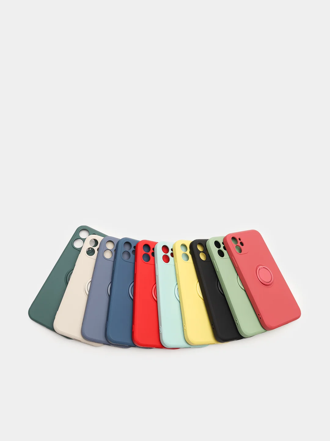 Бежевый чехол силиконовый с кольцом для iPhone 11, 12, 12 Pro Max, 13, 13 mini айфон про макс