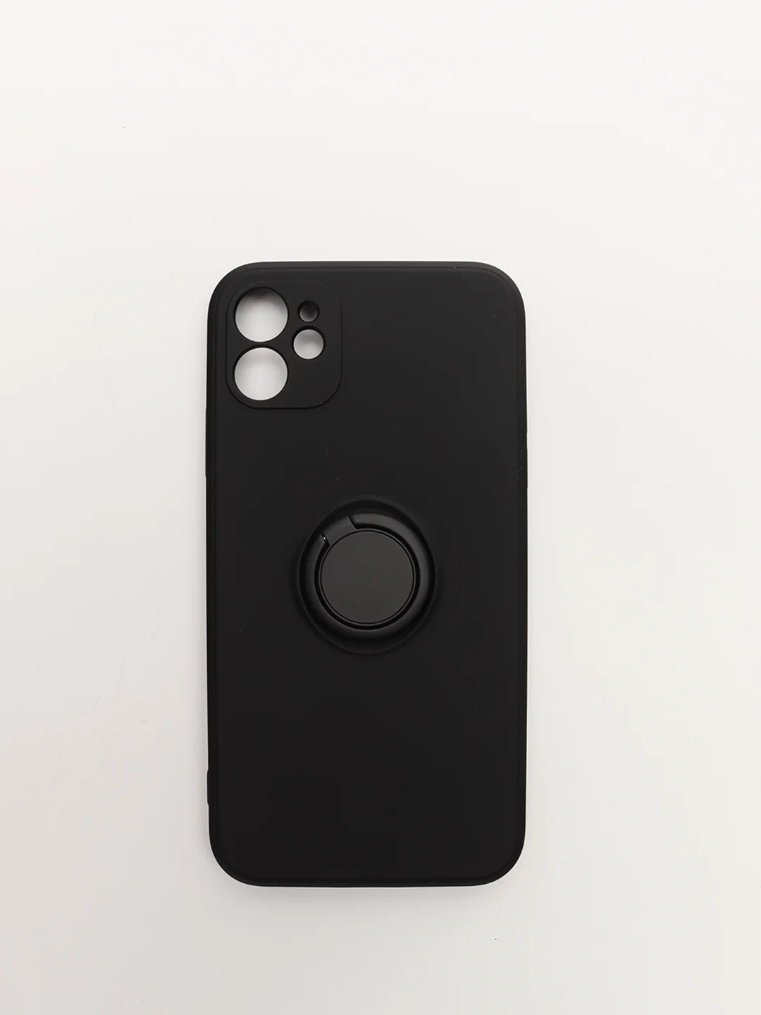 Черный чехол силиконовый с кольцом для iPhone 11, 12, 12 Pro Max, 13, 13 mini айфон про макс