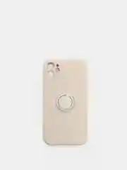 Бежевый чехол силиконовый с кольцом для iPhone 11, 12, 12 Pro Max, 13, 13 mini айфон про макс