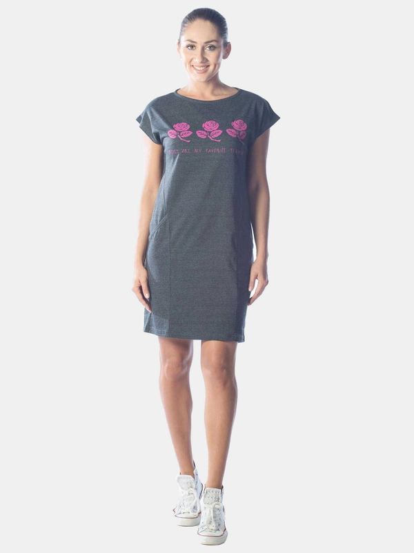 Платье рельефное roses КП1327П6 антрацит, KLERY