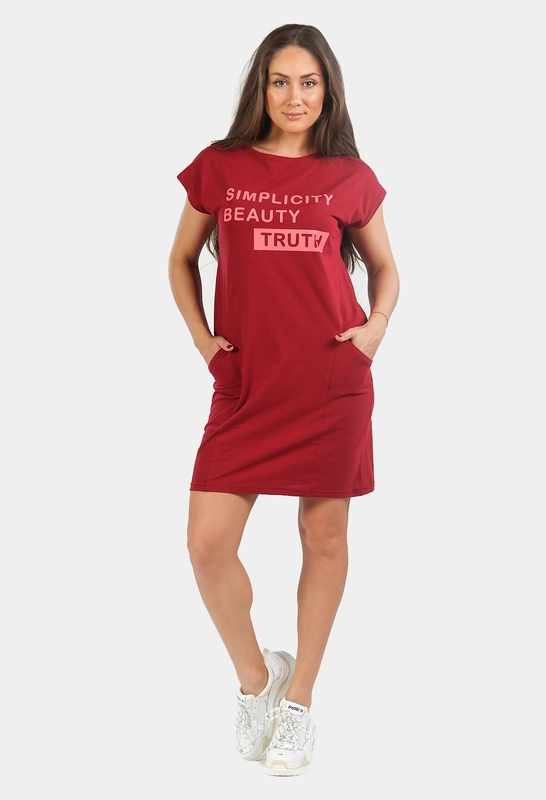 Платье рельефное Simplicity КП1327П4 бордовое, KLERY