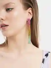 Радужные серьги, со стразами