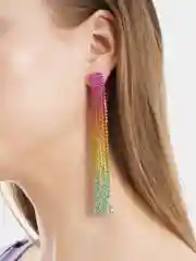 Черный радужные серьги, со стразами