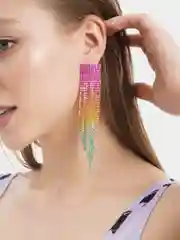 Белый радужные серьги, со стразами
