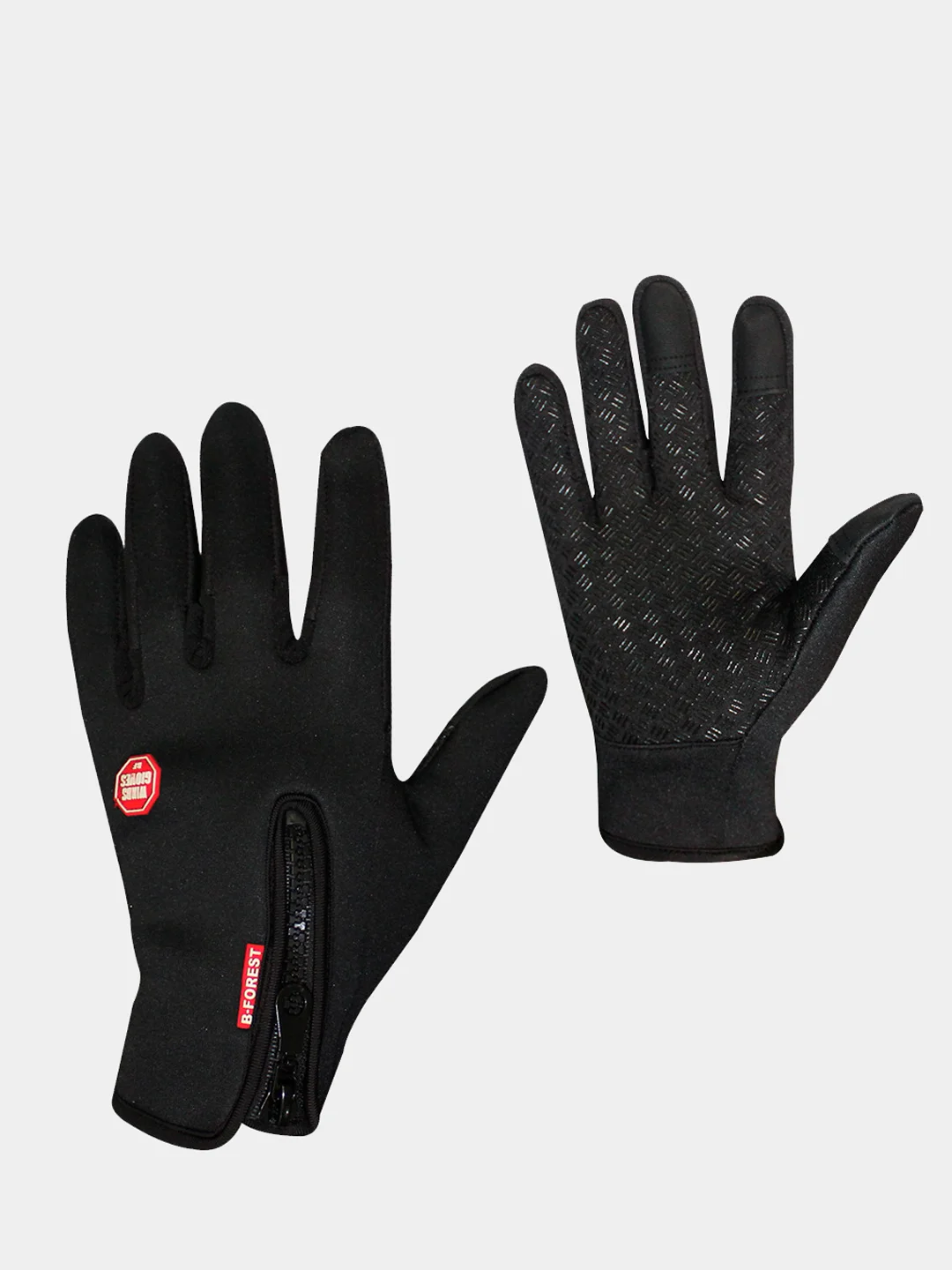 Черный спортивные сенсорные демисезонные перчатки (unisex)