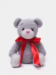 Серый вязаный плюшевый мишка, ручная работа