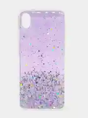 Лавандовый чехол на Samsung S10 прозрачный с блестками, силиконовый
