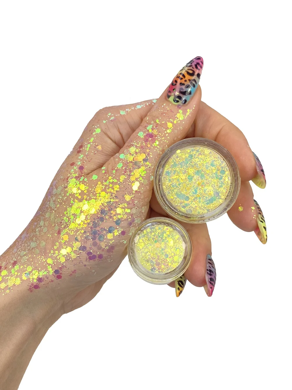 Queridos Glitters. Глиттергель. Блёстки для лица и тела. Цвет "Чикен" 3 мл