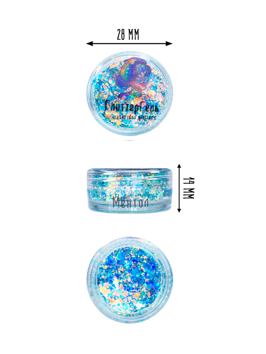 Queridos Glitters. Глиттергель. Блёстки для лица и тела. Цвет "Ментол" 3 мл