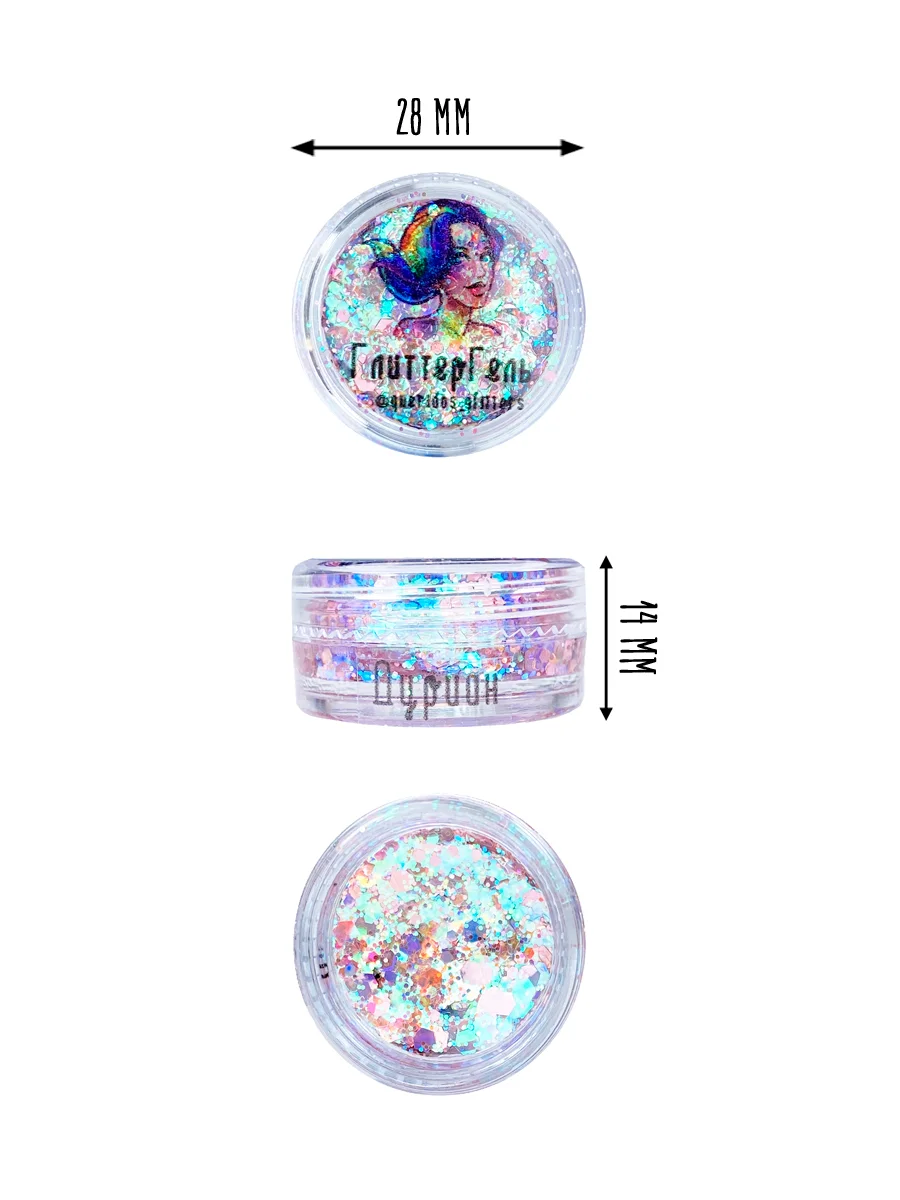 Queridos Glitters. Глиттергель. Блёстки для лица и тела. Цвет "Дуриан" 3 мл