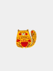 Пин на булавке "Кот", значок на одежду деревянный