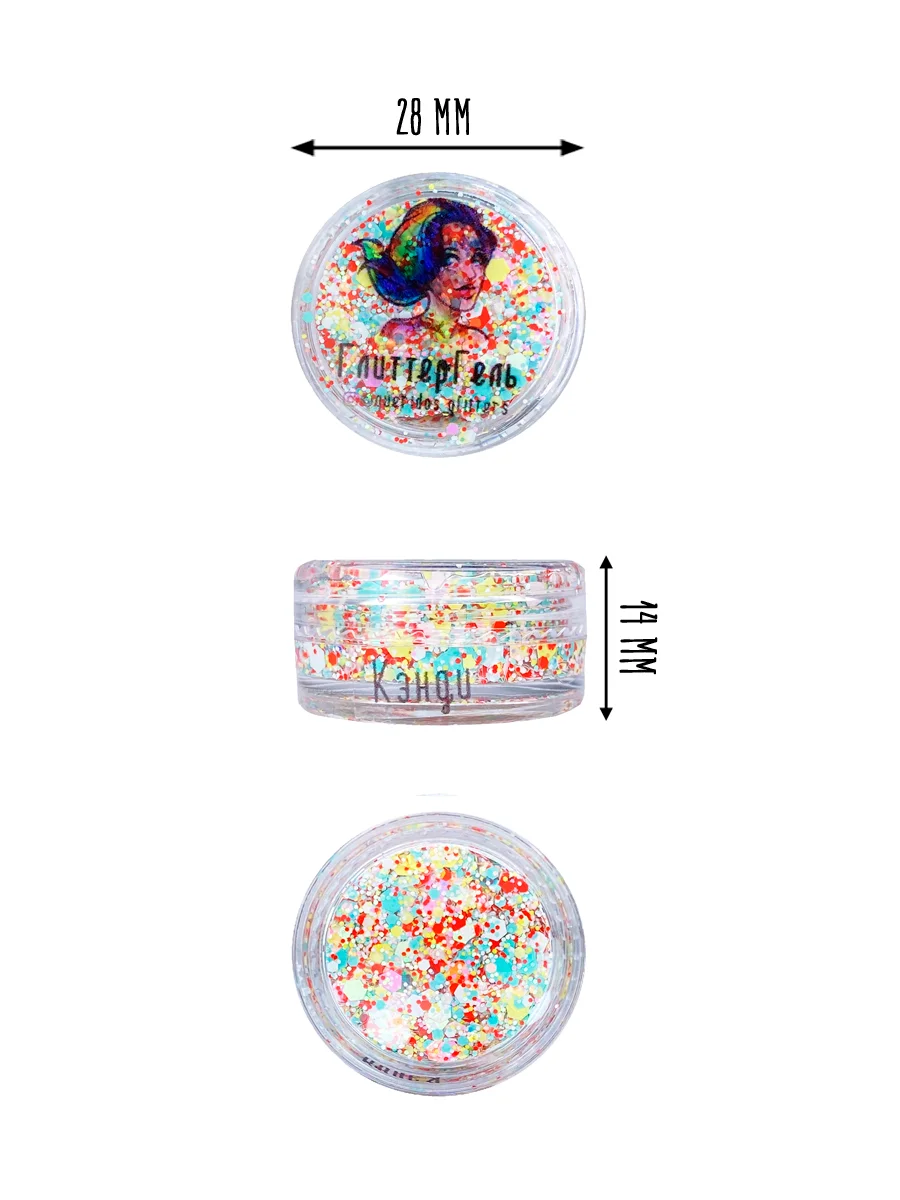 Queridos Glitters. Глиттергель. Блёстки для лица и тела. Цвет "Кэнди" 3 мл