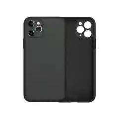 Черный силиконовый чехол с защитой камеры на iPhone 11, 11 Pro с бархатной подкладкой
