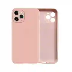 Розовый силиконовый чехол с защитой камеры на iPhone 11, 11 Pro с бархатной подкладкой