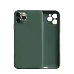 Зеленый силиконовый чехол с защитой камеры на iPhone 11, 11 Pro с бархатной подкладкой