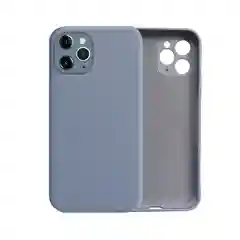 Синий меланж силиконовый чехол с защитой камеры на iPhone 11, 11 Pro с бархатной подкладкой
