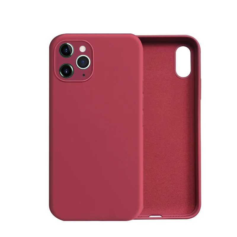 Багровый силиконовый чехол с защитой камеры на iPhone 11, 11 Pro с бархатной подкладкой