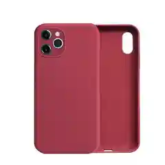 Багровый силиконовый чехол с защитой камеры на iPhone 11, 11 Pro с бархатной подкладкой
