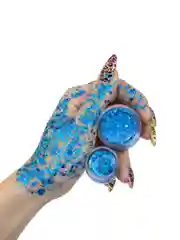 Queridos Glitters. Глиттергель. Блёстки для лица и тела. Цвет "Голубая Бездна" 3 мл