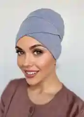 Серый косой чепчик, шапочка под платок