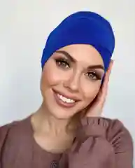 Синий косой чепчик, шапочка под платок