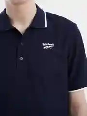Футболка мужская Reebok, поло, синяя, однотонная