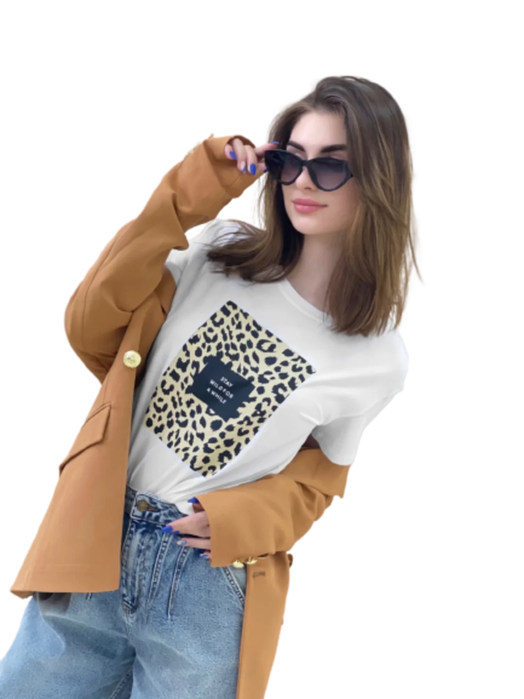 Белый футболка Stay wild