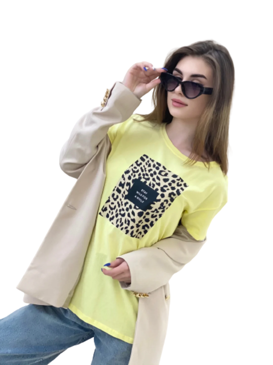 Желтый футболка Stay wild