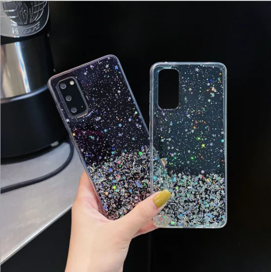 Чехол Samsung Galaxy S20 с блестками силиконовый