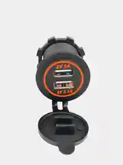 Оранжевый зарядное устройство с 2 USB портами для мототехники, 12-24V