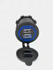 Синий зарядное устройство с 2 USB портами для мототехники, 12-24V