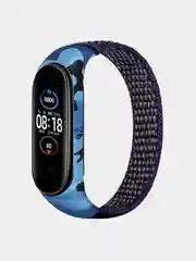 Индиго ремешок нейлоновый для Xiaomi mi band 3, 4, 5, 6 на липучке