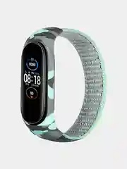 Бирюзовый ремешок нейлоновый для Xiaomi mi band 3, 4, 5, 6 на липучке
