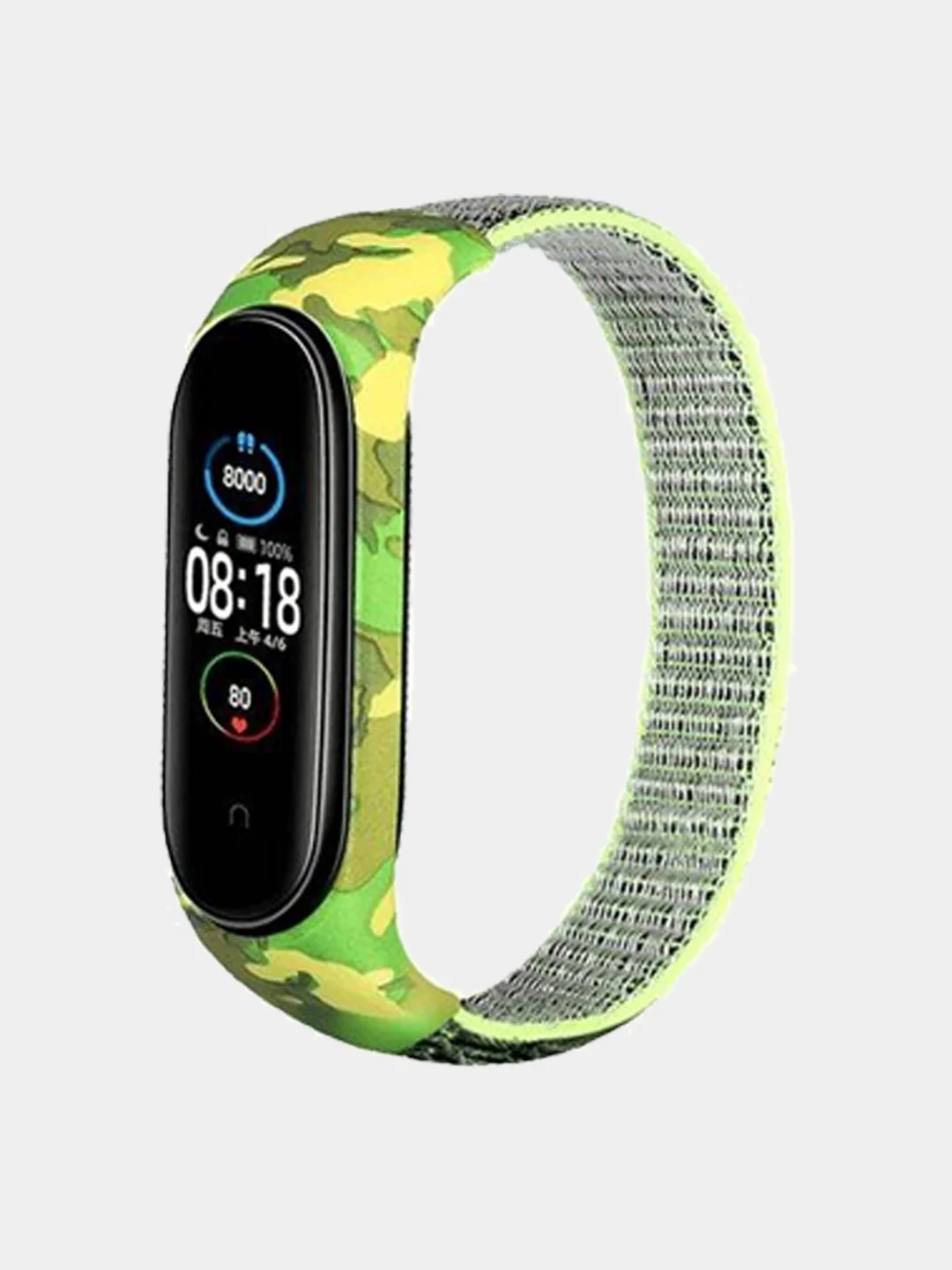 Лайм ремешок нейлоновый для Xiaomi mi band 3, 4, 5, 6 на липучке