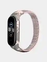 Розовый ремешок нейлоновый для Xiaomi mi band 3, 4, 5, 6 на липучке