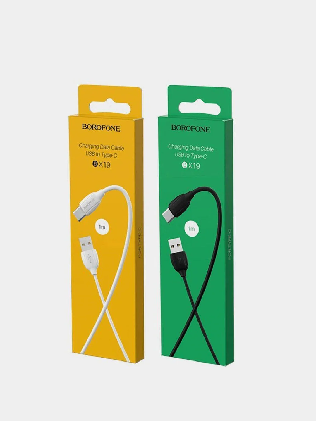 Белый кабель для зарядки и передачи данных Borofone BX19 Type-C