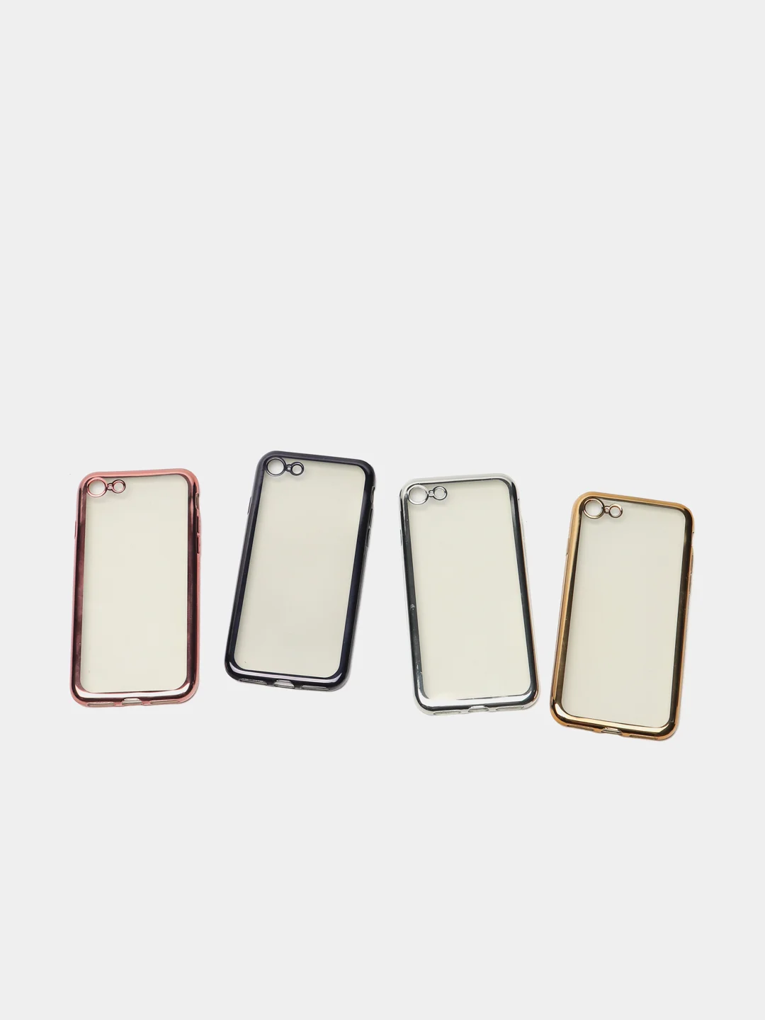 Чехол силиконовый iPhone 7 , 7 Plus , 8 , 8 Plus , X , Xs , прозрачный с окантовкой