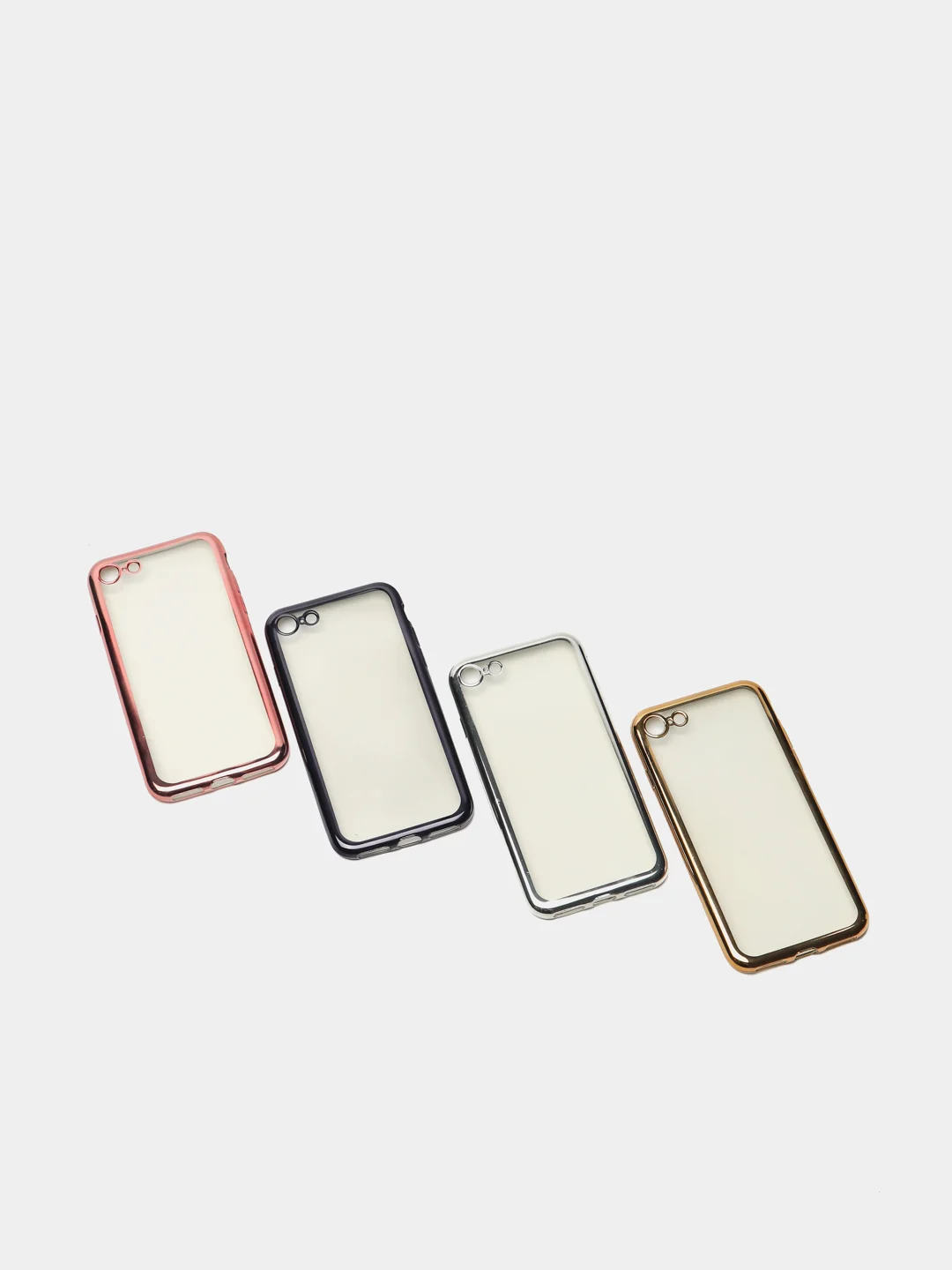 Чехол силиконовый iPhone 7 , 7 Plus , 8 , 8 Plus , X , Xs , прозрачный с окантовкой