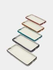 Чехол силиконовый iPhone 7 , 7 Plus , 8 , 8 Plus , X , Xs , прозрачный с окантовкой