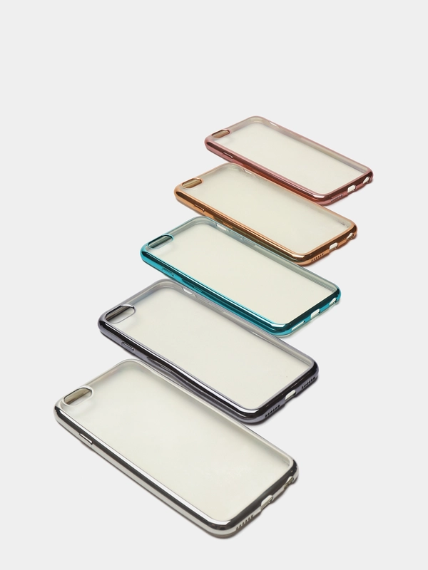 Чехол силиконовый iPhone 7 , 7 Plus , 8 , 8 Plus , X , Xs , прозрачный с окантовкой