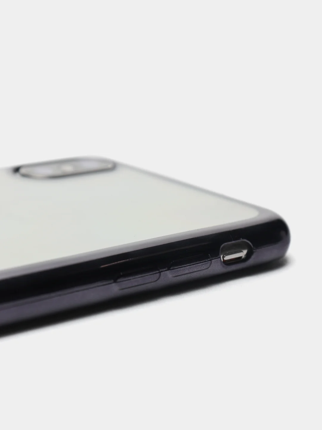 Серый чехол силиконовый iPhone 7 , 7 Plus , 8 , 8 Plus , X , Xs , прозрачный с окантовкой