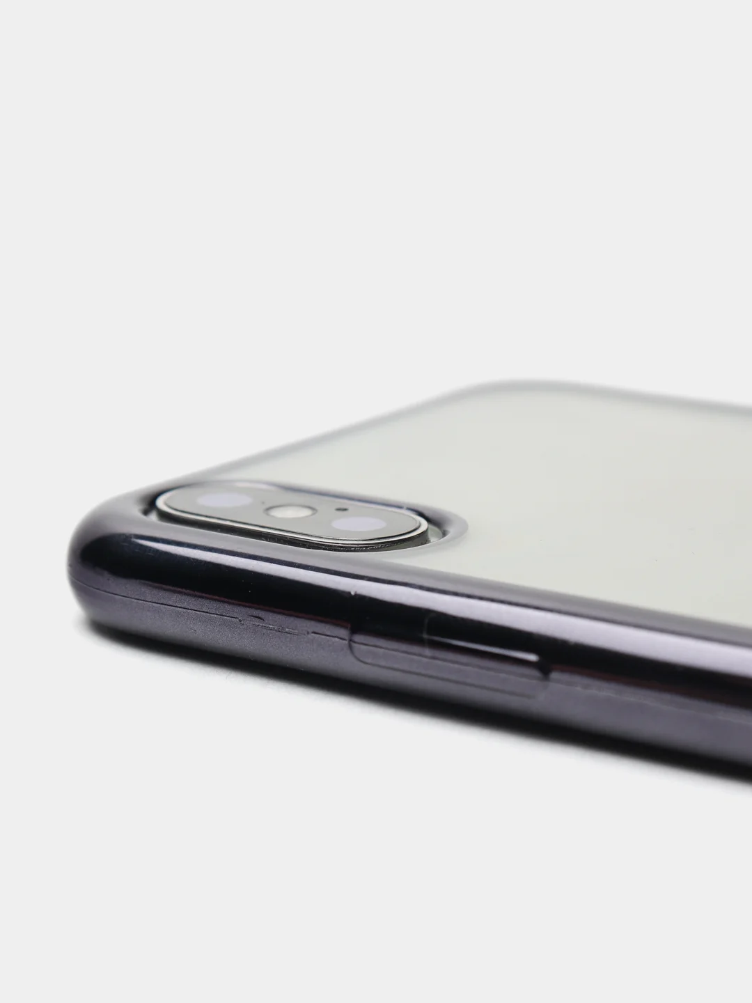 Серый чехол силиконовый iPhone 7 , 7 Plus , 8 , 8 Plus , X , Xs , прозрачный с окантовкой