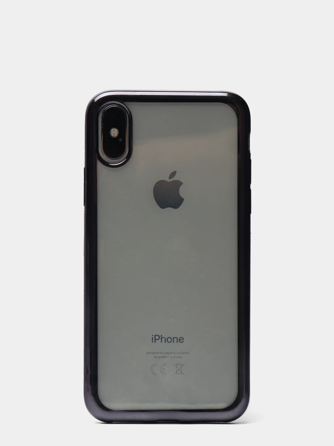 Серый чехол силиконовый iPhone 7 , 7 Plus , 8 , 8 Plus , X , Xs , прозрачный с окантовкой