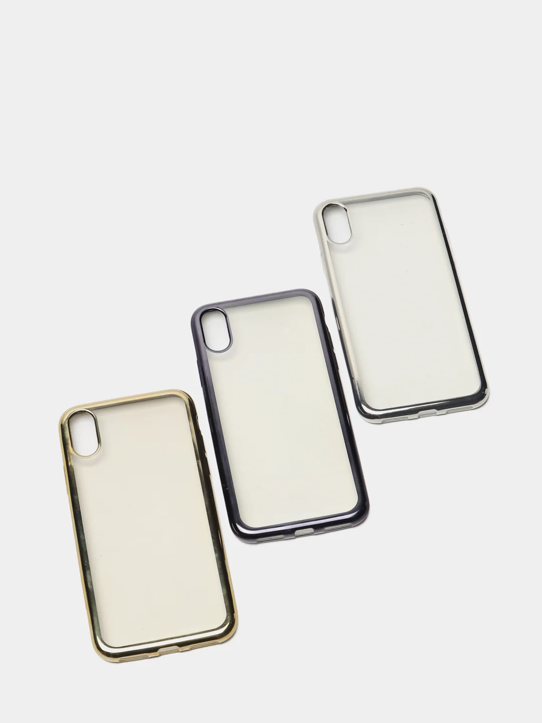 Серый чехол силиконовый iPhone 7 , 7 Plus , 8 , 8 Plus , X , Xs , прозрачный с окантовкой